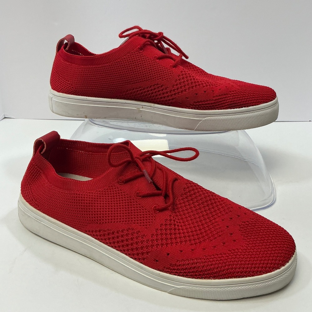 Vlado Red Knit Sneakers Casual‎ Lace Up Lightweight Comfort Shoes Mens Size